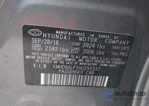2017 Hyundai Elantra Limited from USA, damaged, VIN KMHD84LF5HU291337